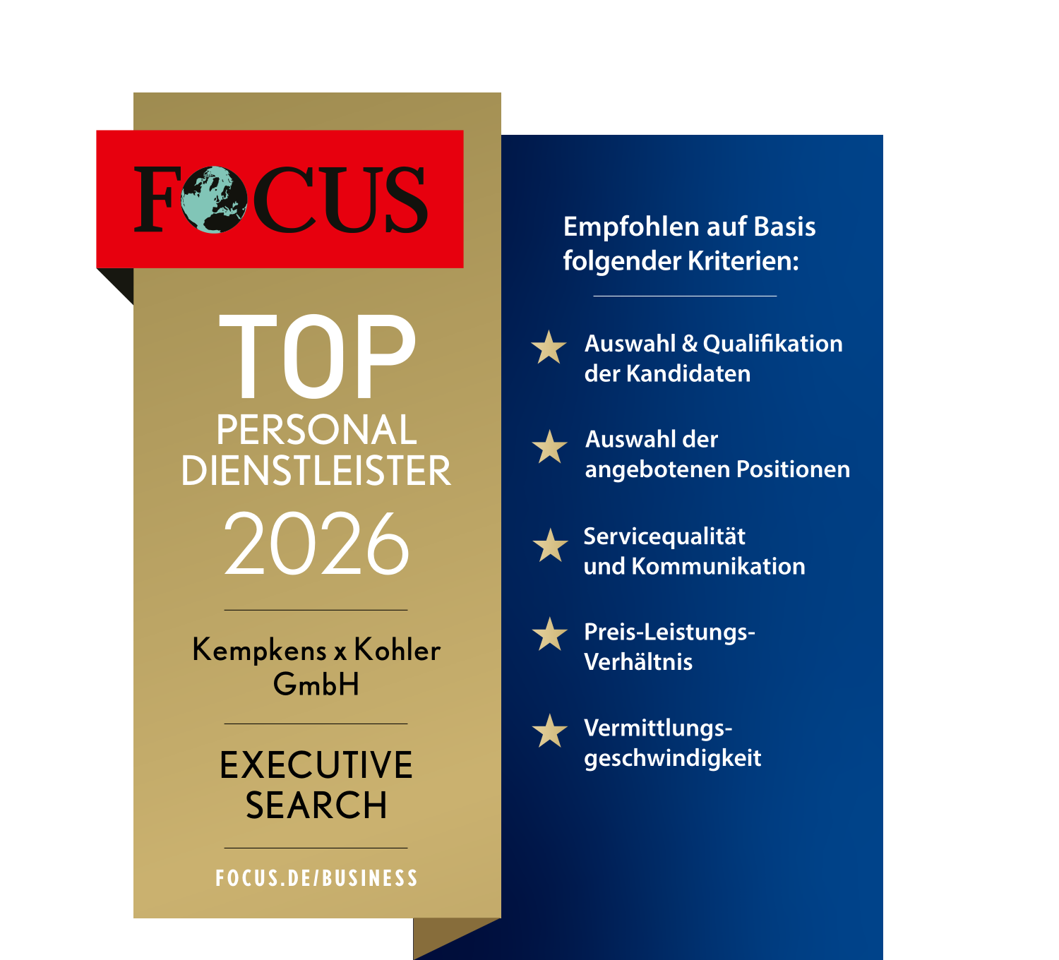 FOCUS Top Personalberater 2026 — Kempkens x Kohler GmbH, Executive Search